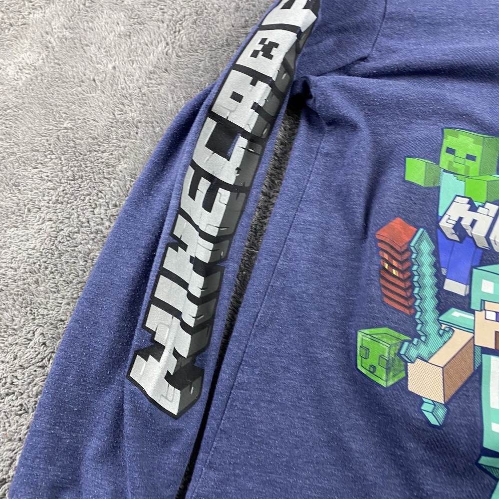 Minecraft Creeper Enderman Ghast Characters Boys Medium 10/12 Blue Long Sleeve - Picture 3 of 13